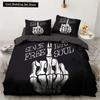 Skull Couple King Queen Duvet Cover Skeleton Bride Bedding Set Halloween White 23pcs Soft Quilt Cover for Kids Teens Adults