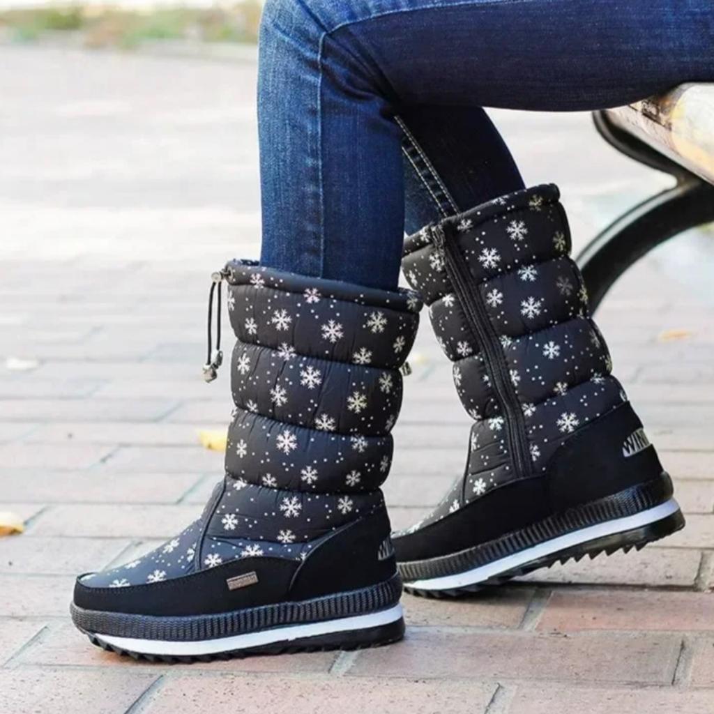 Sieviešu ziemas zābaki Platformas sniega zābaki Ūdensnecaurlaidīgi Neslīdoši Biezi Plīša Silti Līdz pusgurniem Zābaki Sievietēm Ziemas Apavi