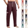 Pantaloni da lavoro casual larghi da uomo multi-tasche, Pantaloni da giovane con elastico in vita e coulisse