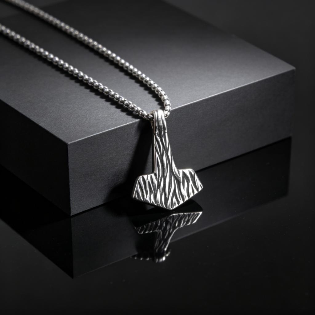 Retro Einzigartig Edelstahl Texturiert Hammer Anhänger Halskette für Männer, Punk Hip Hop Schmuck Zubehör Geschenke