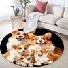 Corgi pattern round rug,Carpet Rug for Living Room Bedroom Playroom ,Non-slip Floor Mat,Holiday Gifts and Birthday Gifts.