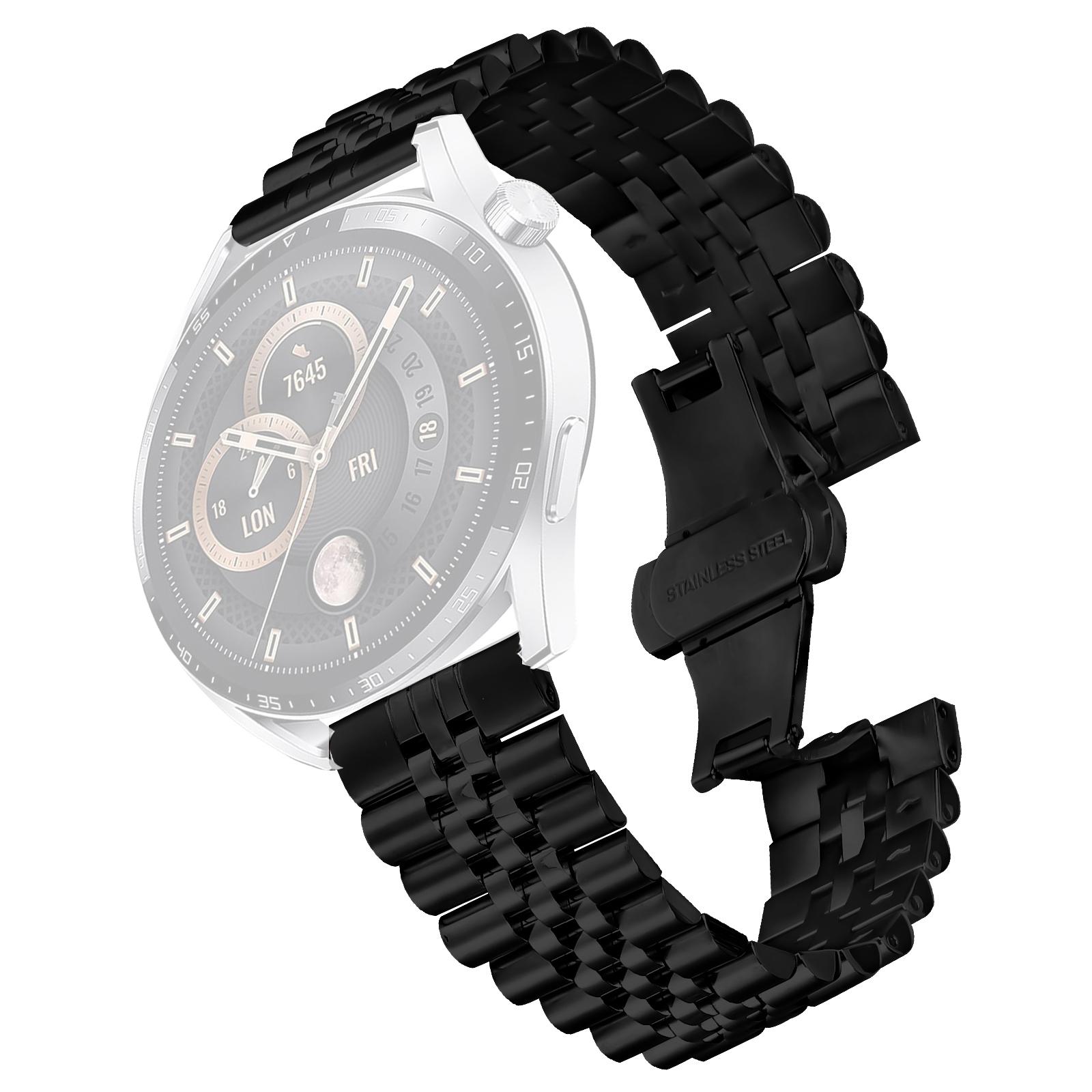 

Для Huawei Watch GT 3 Pro 46мм Ремінець для зап ястя 5-ланковий з нержавіючої сталі Застібка-метелик Ремінець для годинника Black