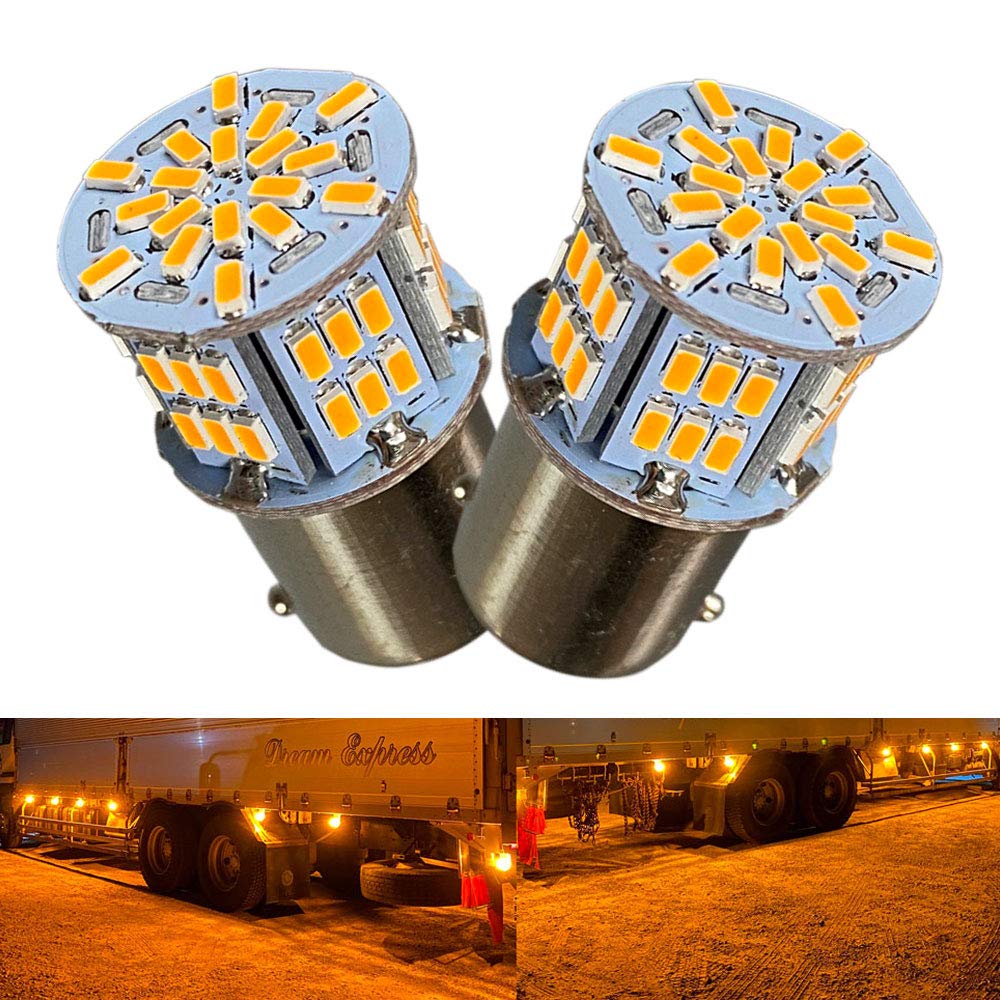 Discover Winds S25 G18 Single Compatible LED Bulbs for and 3014 54SMD Amber LED Bulbs Ultra-Bright 12V/24V Motorcycles, Cars, Trucks! (2-Pack)