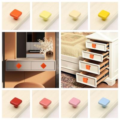 Simplicity Tek Delikli Renkli Seramik Topuz Çekme Kolları Seramik Kapı Topuzu Modern Kare Çekmece Topuzları Şifonyer