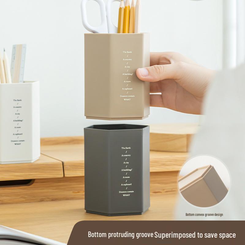 Creative Hexagonal Pen Holder - Large Capacity for Office or Student Desk