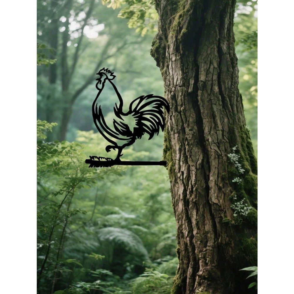 Metal Animal Silhouette Sign, Farmhouse Wall Decor Outdoor Black Iron Art, Rustic Garden Hanging for Patio Porch Fence, Weather Resistant Yard Accents