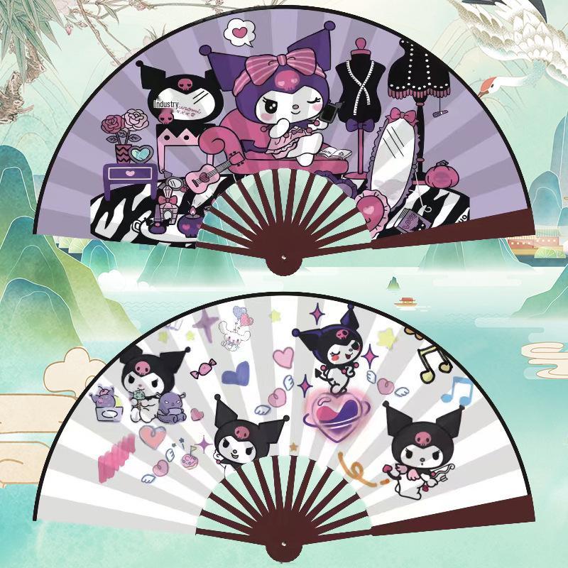 

Sanrio Family 8 Folding Fan: Cute Kuromi, Cinnamoroll, My Melody Anime Student Silk Fabric Fan