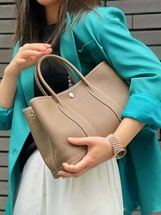 Women s 2026 Large Capacity Genuine Leather Garden Tote Crossbody Handbag 26cm