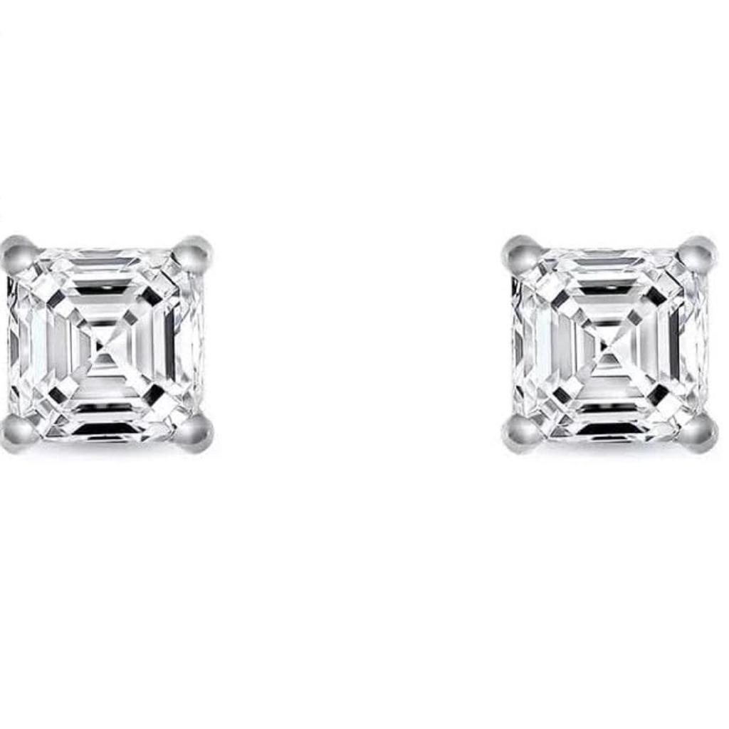4 Ct Asscher Cut Diamond Stud Earrings 14K White Gold Martini Push Earrings For Women's Best Regular Wear Jewellery