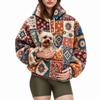 Womens Hooded Fleece Sweatshirt With Pet Pocket Loose Plus Size Winter Warm Casual Top