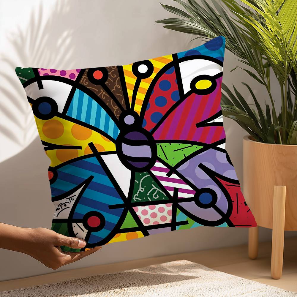 B-Britto Art Design Pillow Case Plush Fabric Soft  Pillowcase Double Sided Print Cushion Cover Household Gifts