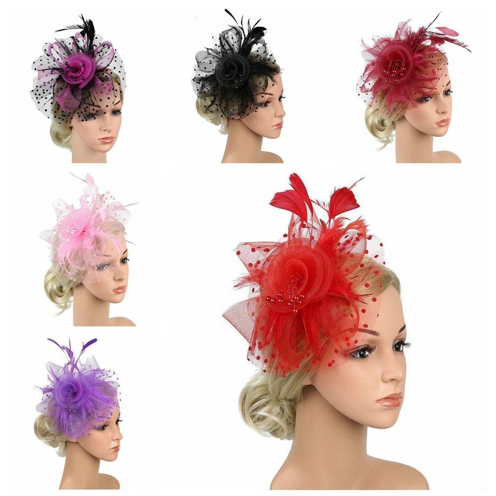 Elegant Tea Party Mesh Hair Band Exquisite Bride Headdress Feathers Fascinator Hat  Dance Show