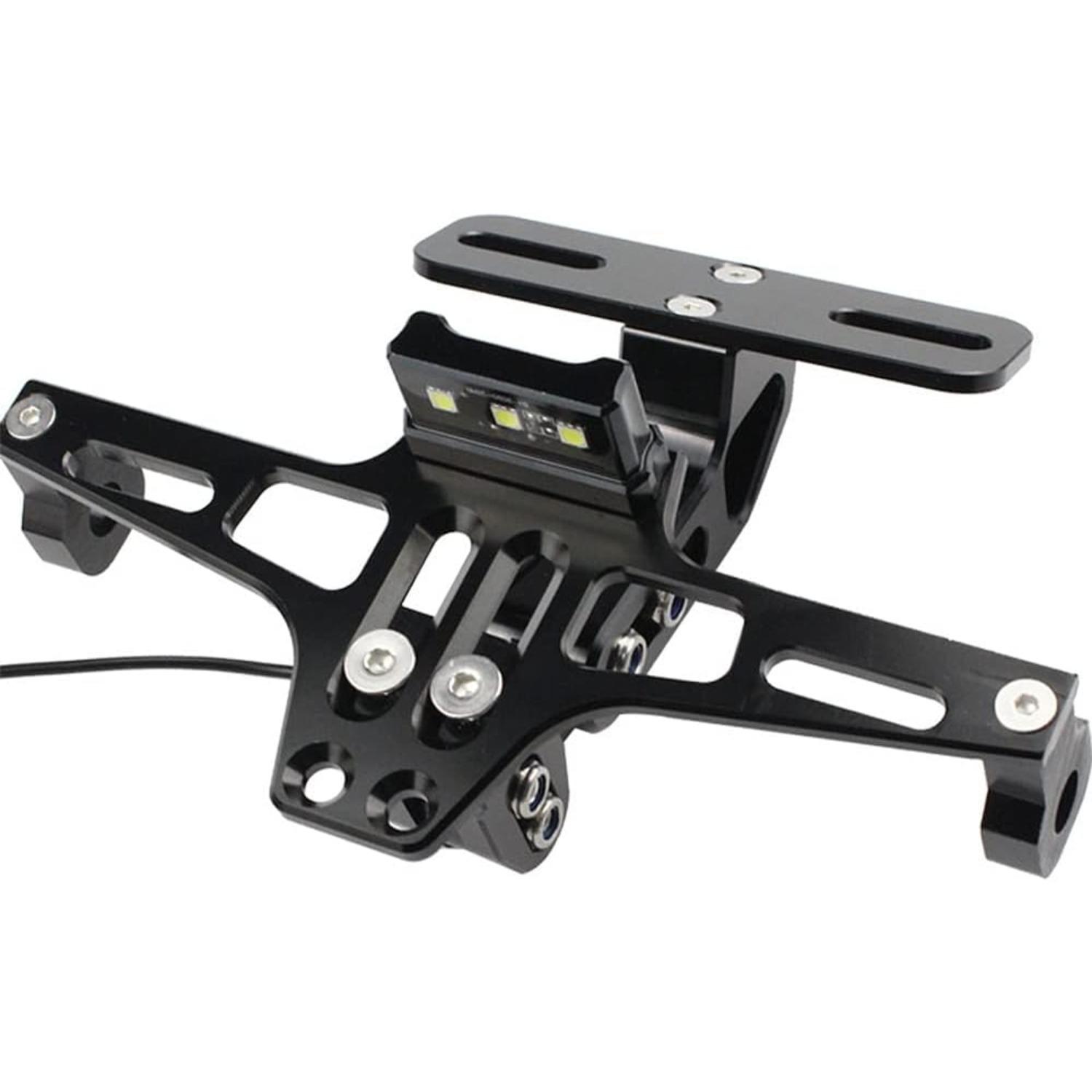 Motorcycle License Plate Bracket, Motorbike Tail Tidy Universal, Adjustable Angle Motorcycle Fender Eliminator with License Plate Lighting Holder чёрный
