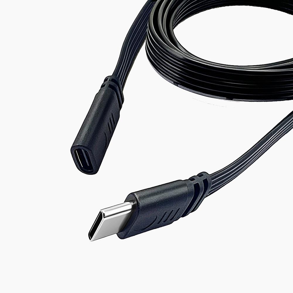 USB Type-C Multi-Directional Elbow Extension Cable, Flat Silicone Male to Female Data Adapter