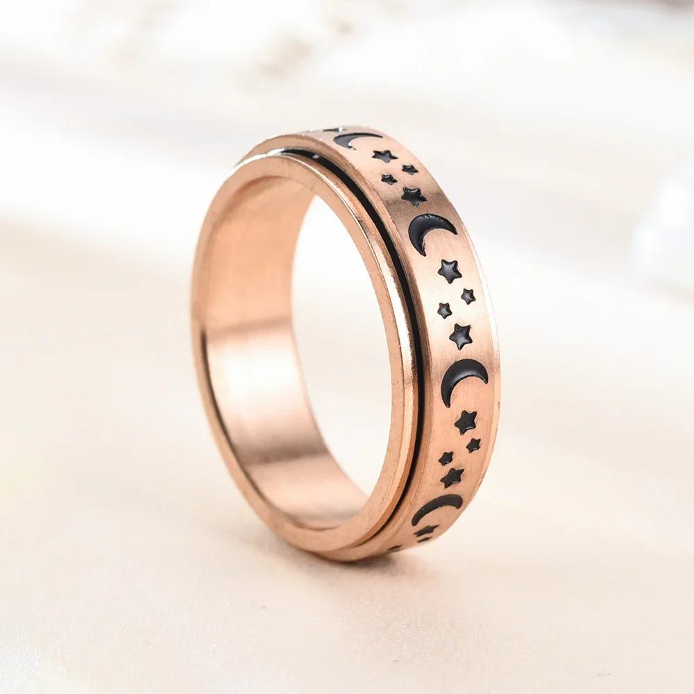 Rings Mens Ring Rotating Stainless Steel Star Moon Knuckle Rock Band Accessories HipHop Party Wedding Gift Creative