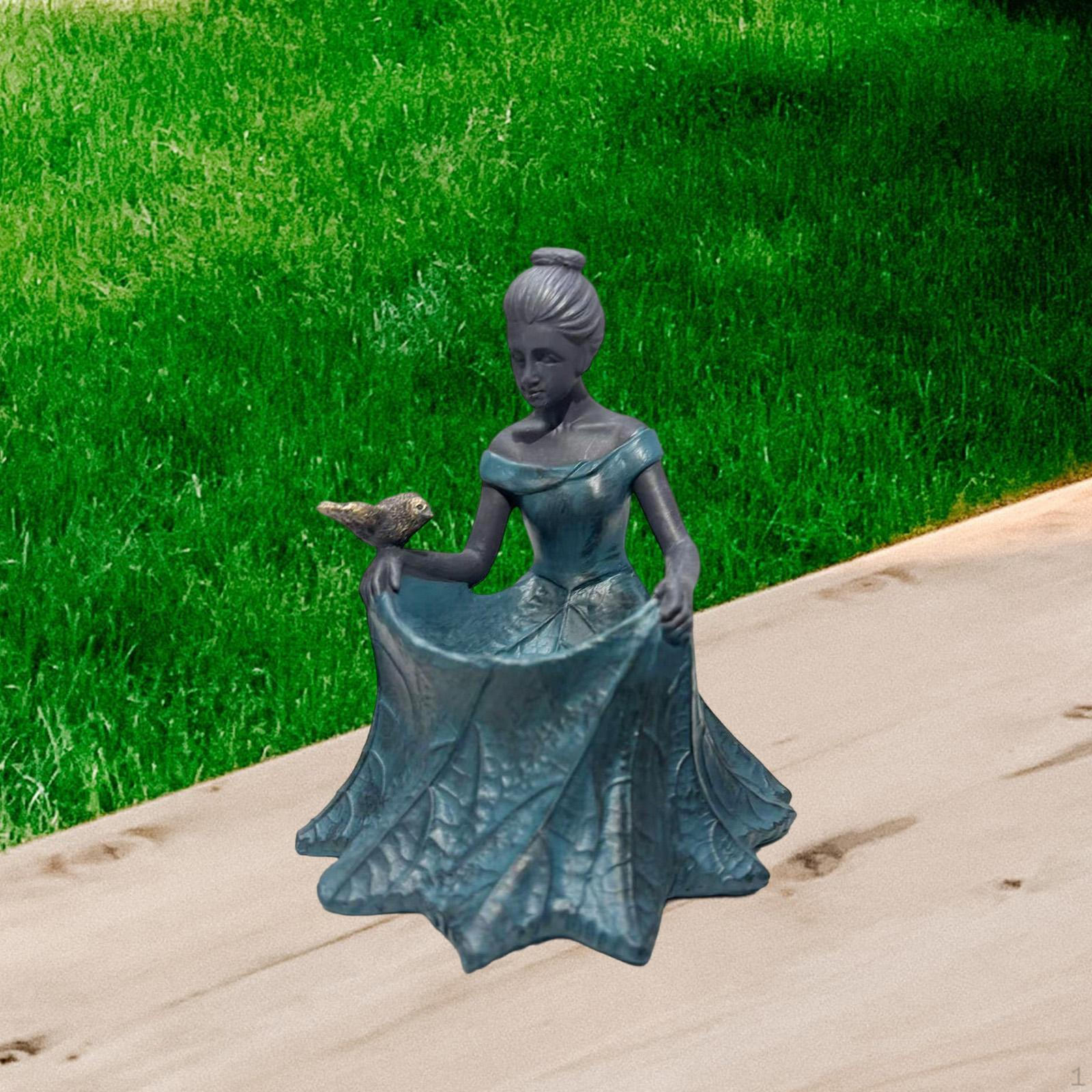 

Angel Curtsy Bird Feeder Bath Outdoor Garden Fairy Statue Outside Gift Water Bowl Feeding Station