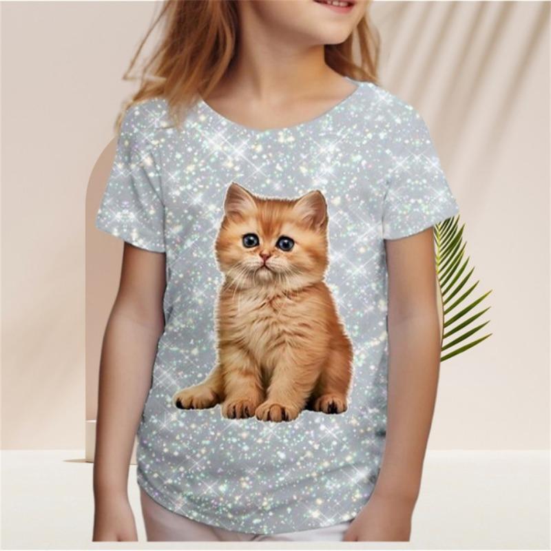 Summer New Casual Baby T-Shirts Cute Cartoon Animals 3d Print T Shirts Fashion Girl Clothes Short Sleeve Tees Girls Top