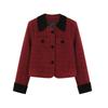 2025 Elegant Petite Red Wool Jacket - Felt French-Korean Style for Women