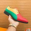 Fashion Spring Colored Oxford Shoes Men's Adult Party Color Blocking Casual Shoes Pointed Wedding Tie Lightweight High-quality Loafers