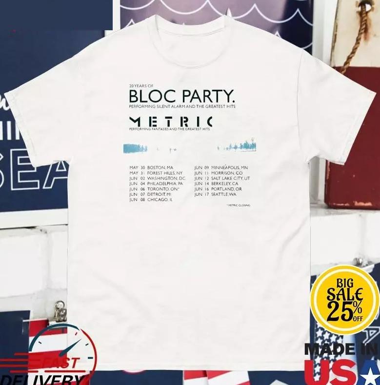 Bloc Party Silent Alarm 20th Anniversary Tour 2026 T-shirt size S-5XL L