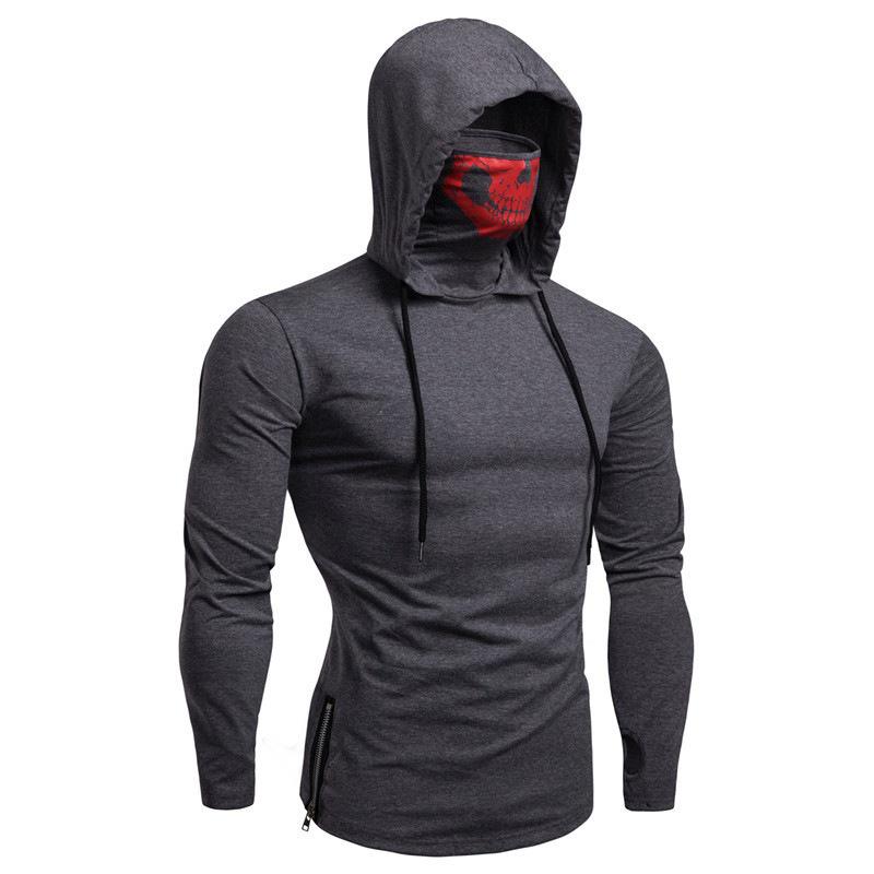 

Men s Elastic Ninja Suit Long Sleeve T-Shirt with Skull Mask Hood 2024 Collection S