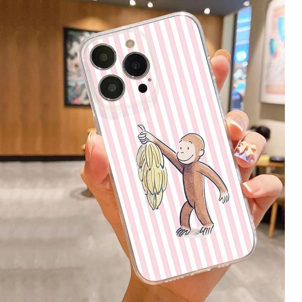 Monkey Holding Banana Anti-Drop Clear Case for iPhone 14 Pro Max & 15/16/17 Series