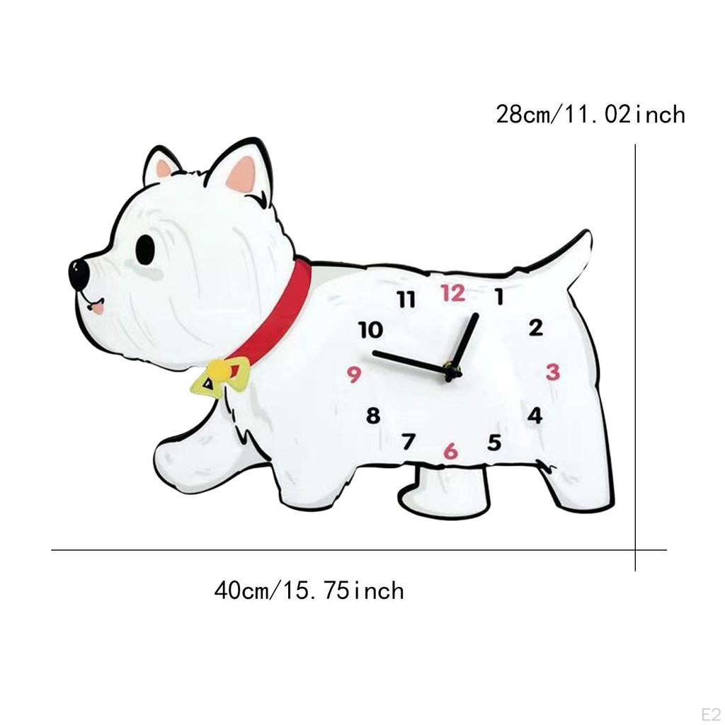 Zegar ścienny ze zwierzęciem Cichy z ruchomą nogą Kreatywna Urocza Dekoracja Wisząca Szczeniak do Salonu