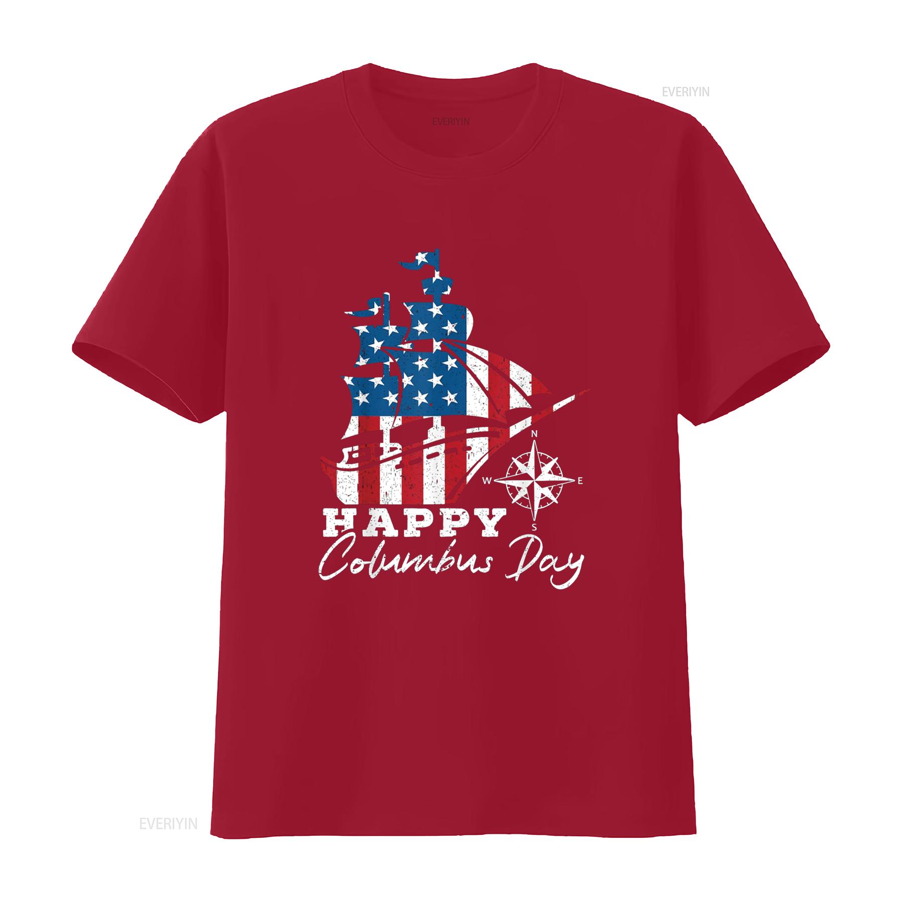 Happy Columbus Day Christopher Italian Navigator T Shirt vintage Washed Slightly Breathable streetwear Stretched S
