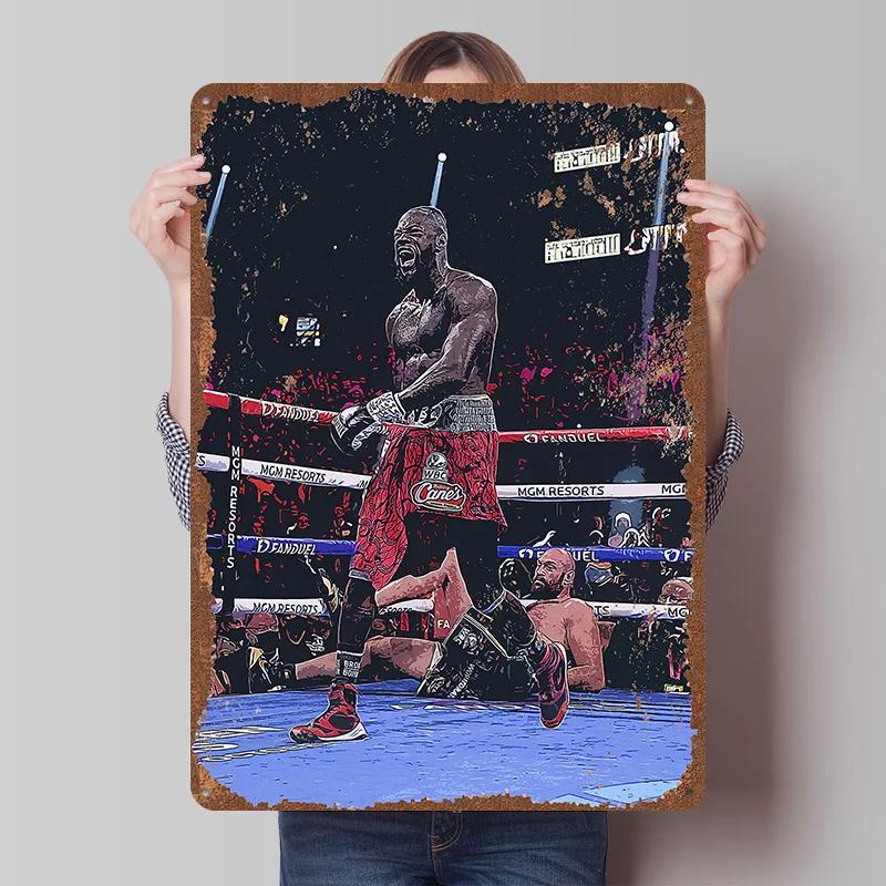 Deontay Wilder Boxer Metallposter Individuelle Vintage Metallschilder Wandkunst Blechschild für Man Cave Schlafzimmerdekorationen Heimdekoration