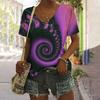 Rotating Visual Illusion 3D Printing Women's Casual Short Sleeved V-neck T-shirt