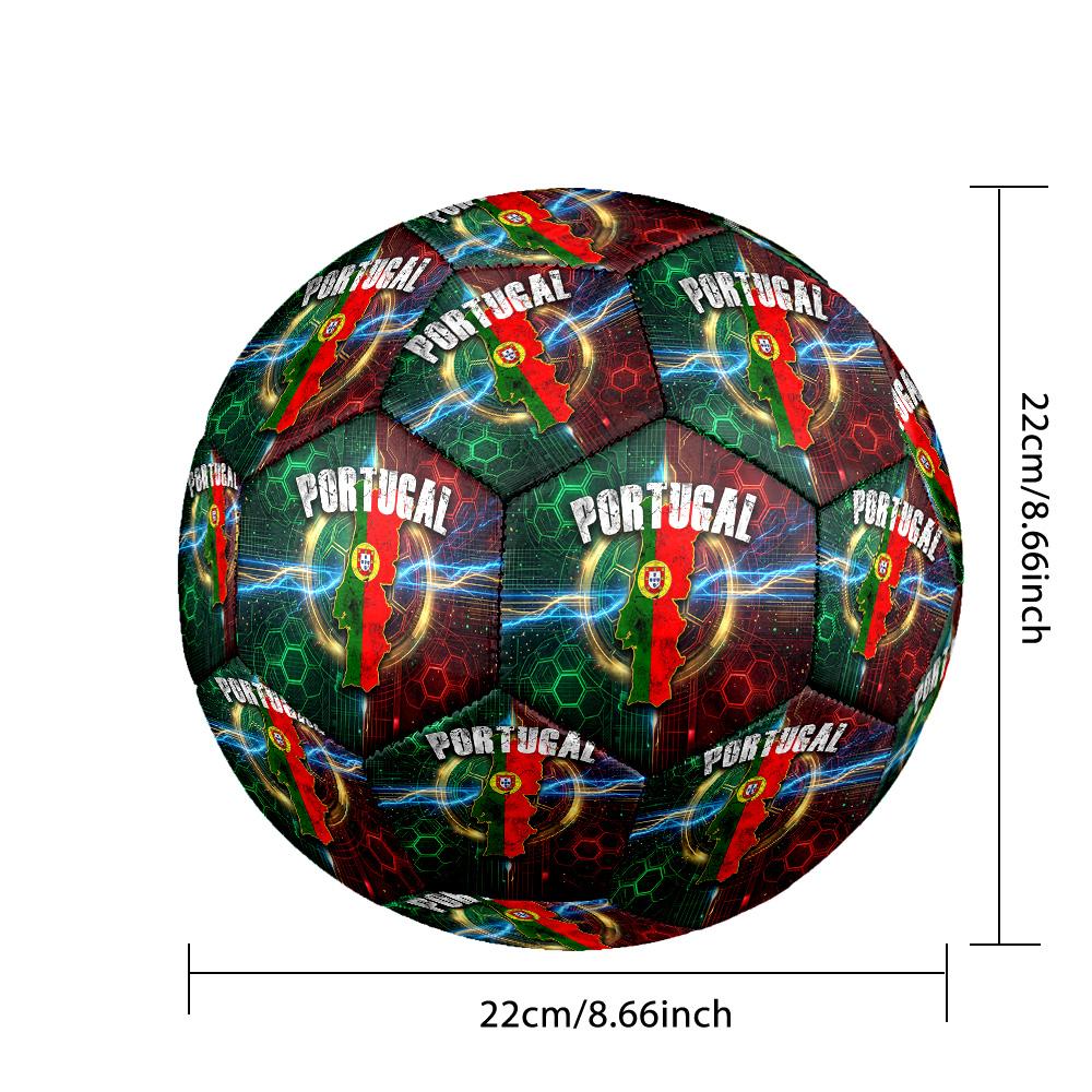 Portugal Football Printed Size 5 Soccer Ball Wear Resistant Standard Adult Training Football Fan Gift for Indoor Outdoor Match Sports