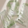 Simulated Silk Smudging Irregular Texture Printing Small Fresh Women'S Short-Sleeved Three-Piece Pajamas