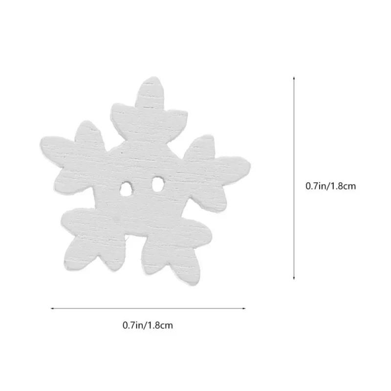 50pcs Snowflake Buttons Christmas Wooden 18mm White Buttons for Knitting Sewing DIY Scrapbook Crafts Xmas Decoration