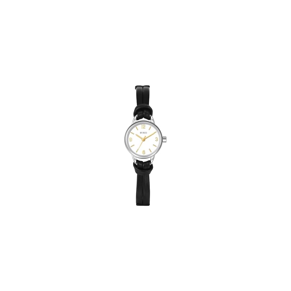 BUREI Women s Analog Quartz Watch Waterproof Simple Black Leather Strap Lightweight Japanese Battery