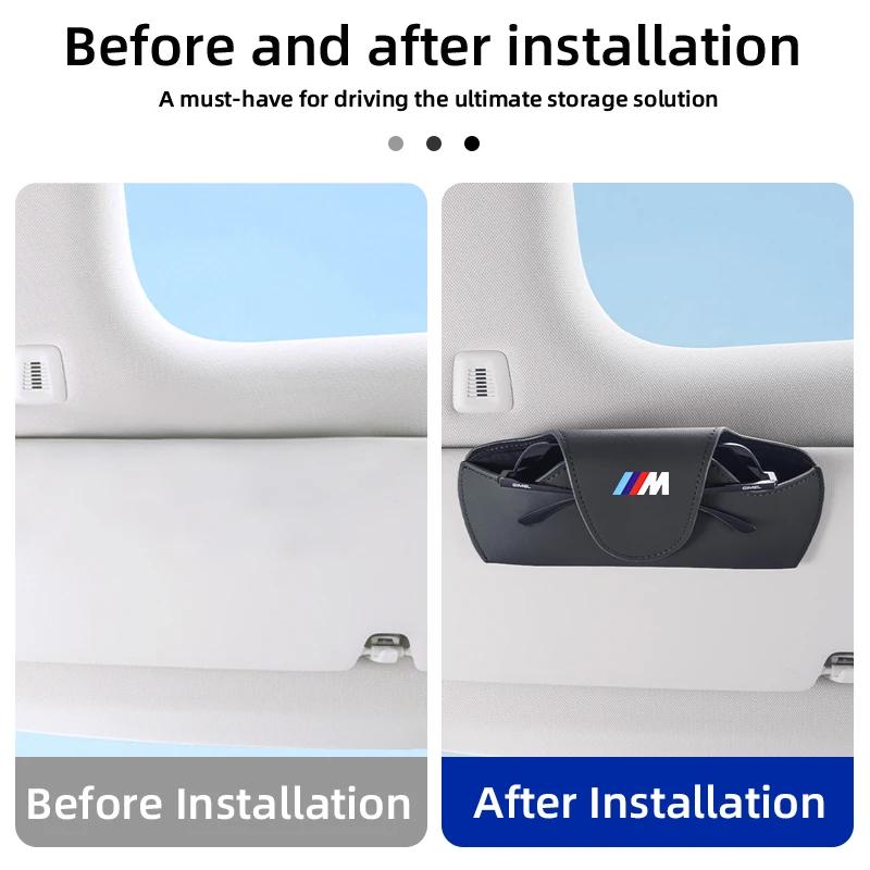 Car Sticker 2025 Hot Car Sun Visor Eyeglass Storage Box Leather Glasses Protective Case For BMW E46 E90 E60 F10 E39 F30 E36 F20