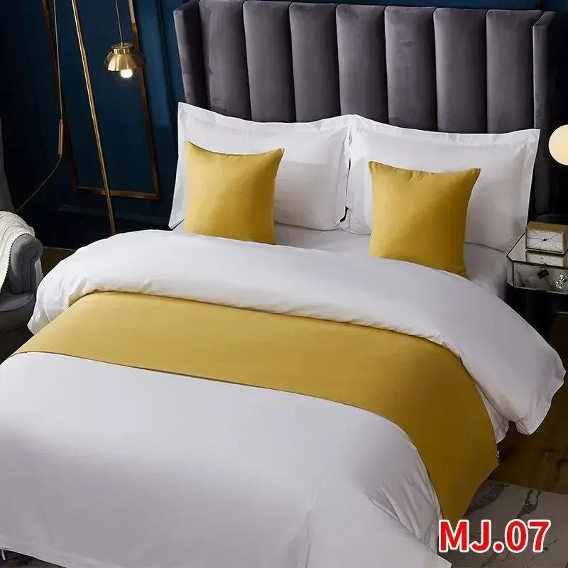 50cm Brede Hotel Massieve Bedden Runner Sjaal Rood Katoen Linnen Huis Beddengoed Decoratieve Bedrand Grijs Bed Vlag Kussen Handdoek 50x160cm 1pcs