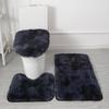 Yousheng 3Pcs/Set Bathroom Rug Absorbent Non Slip Floor Mat U-Shaped Plush Mat Toilet Lid Cover Mat with Rubber Backing for Bathroom Shower Toilet
