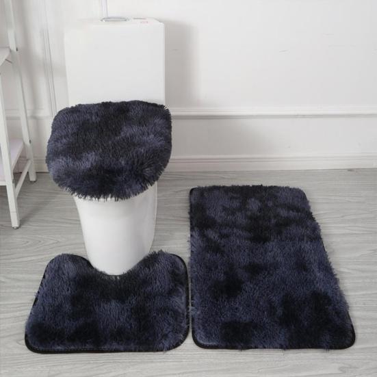 Yousheng 3Pcs/Set Bathroom Rug Absorbent Non Slip Floor Mat U-Shaped Plush Mat Toilet Lid Cover Mat with Rubber Backing for Bathroom Shower Toilet
