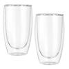 2 Pcs Double Wall Glass 450ml Transparent High Temperature Borosilicate Glass Coffee Cup for Latte Cappuccino Tea 450ml