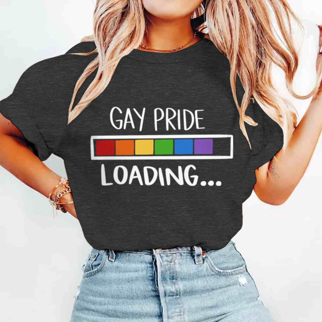 Gay Pride Loading Print T Shirts Casual Summer LGBT Women Men Tshirts Short Sleeve Lesbian Bisexual GAY Streetwear Gifts