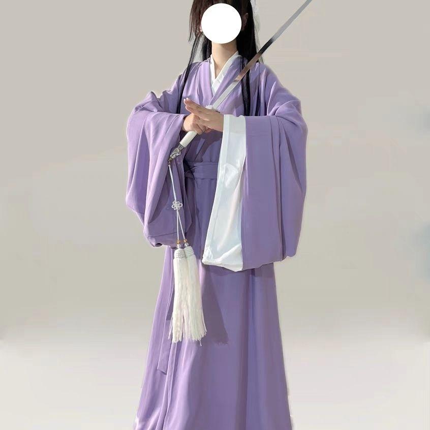 Chinese Wei And Jin Style Hanfu Daily Improved Cross-collar Suit