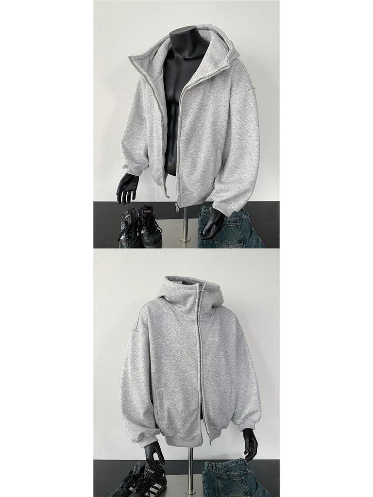 Herrhöst/Vår Trendig Huvtröja med Dragkedja - Lös Casual Ytterplagg