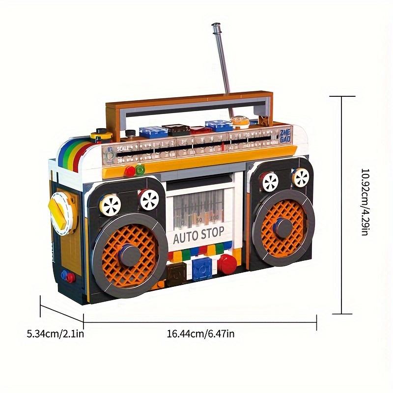 554pcs Retro Radio Building Block Toy|Creative Home Decorative Ornaments,Festival Party Assemblable Decorative Ornaments Gift,Mixed Color,ABS Material