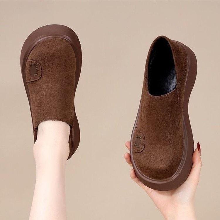 Retro platform Birkenstocks autumn new muffin shoes heightened non-slip round head shoes