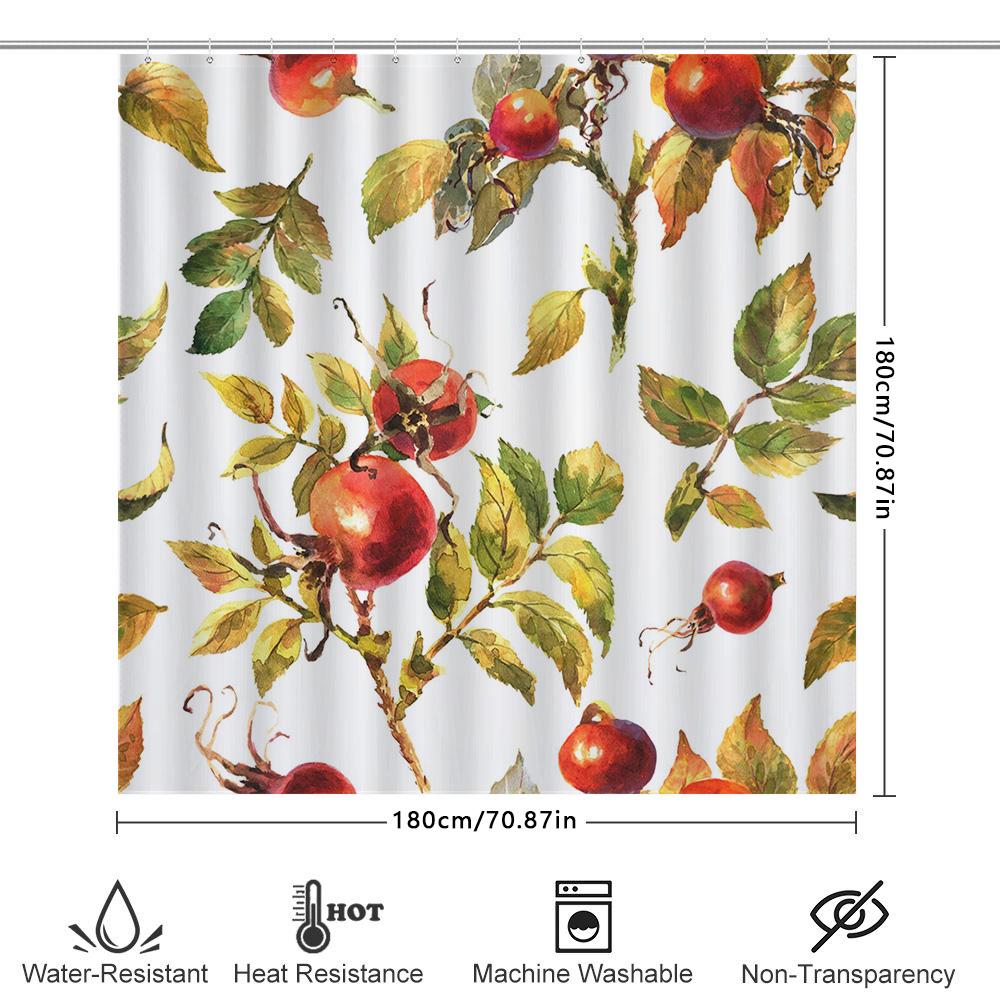 Nature'S Bounty Shower Curtaina Splash Of Color With Fresh Autumn Fruits Design For Bathroom Decorations
