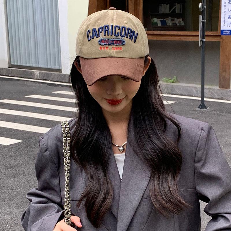 Fashion Vintage Baseball Hat for Women Summer Letter Embroidery Patchwork Duck Tongue Cap Girls Peaked Outdoor Hat