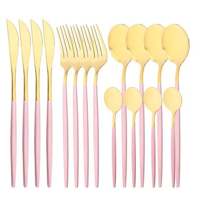 16PCS Tableware Flatware Set Mirror Gold Silverware Cutlery Set Stainless Steel Dinnerware Silver Dinner Restaurant Home Gift