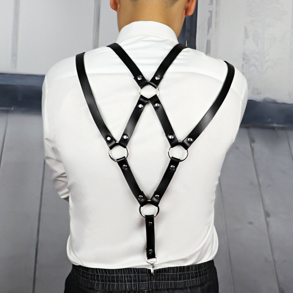 Clip Trousers Braces Gentlemen Leather Harness Body Chest Harness Leather Belt Men's Suspenders