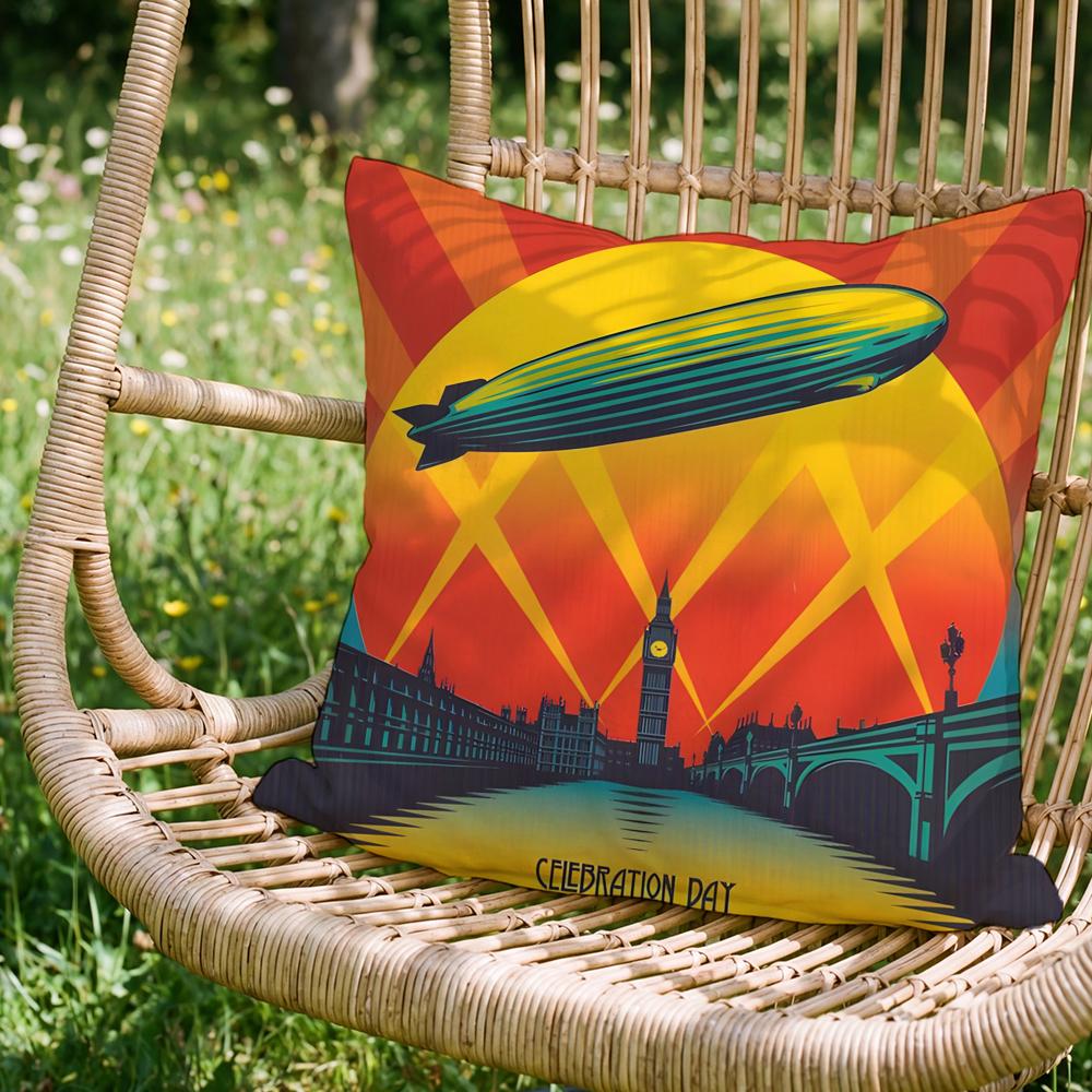 Trendy LLed Zeppelinew Cushion Cover Versatile DoubleSided Pillow Case Fit for Sofa Bed Car  Daily Decor