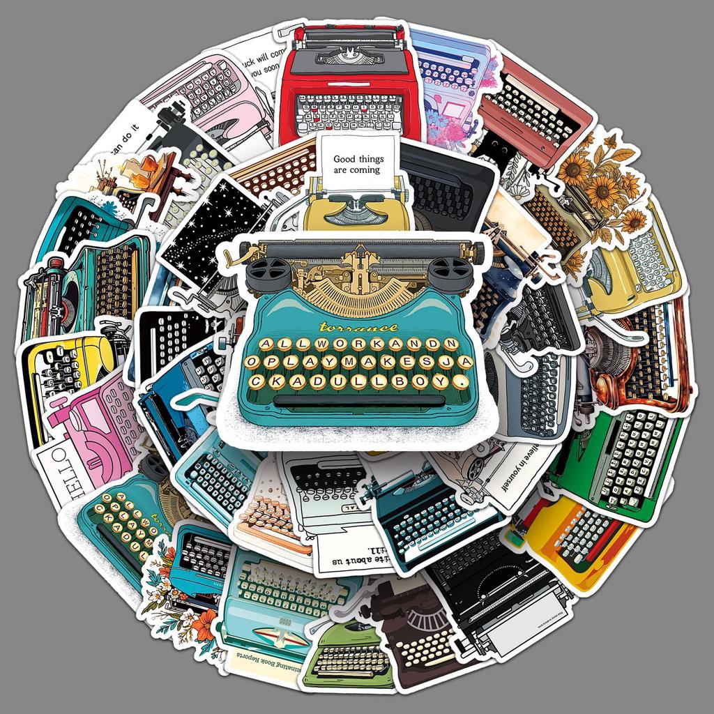 50 Retro Typewriter Graffiti Stickers Personalized Creative Trends DIY Water Cup Luggage Decorative Stickers